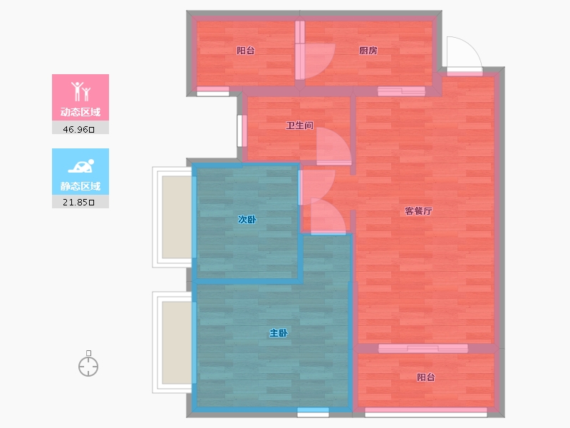 重庆-重庆市-恒大新城6号房高层8号楼套内0m2-60.47-户型库-动静分区