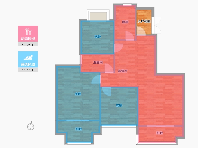 重庆-重庆市-恒大新城7幢（规划38号楼）套内92m2-91.88-户型库-动静分区