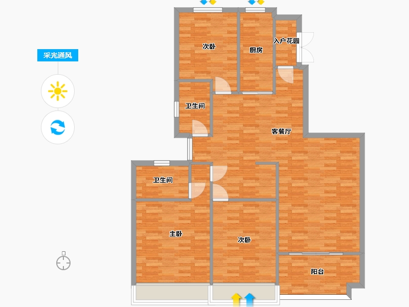 重庆-重庆市-恒大新城7幢（规划38号楼）套内120m2-112.94-户型库-采光通风