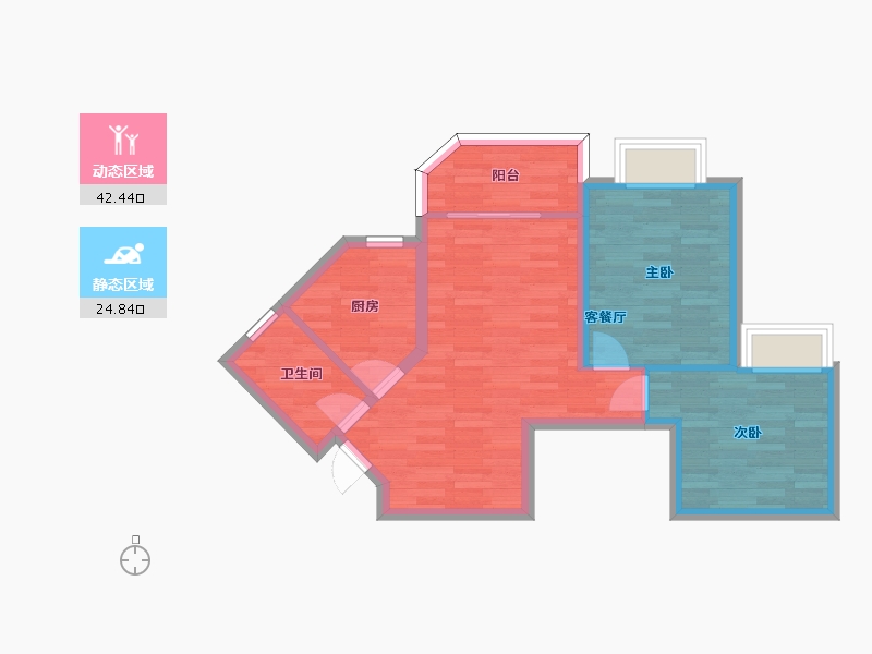 重庆-重庆市-恒大新城5号房高层7号楼套内0m2-59.67-户型库-动静分区