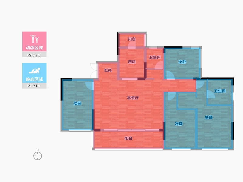 重庆-重庆市-印江州二期1号楼115m²-120.35-户型库-动静分区