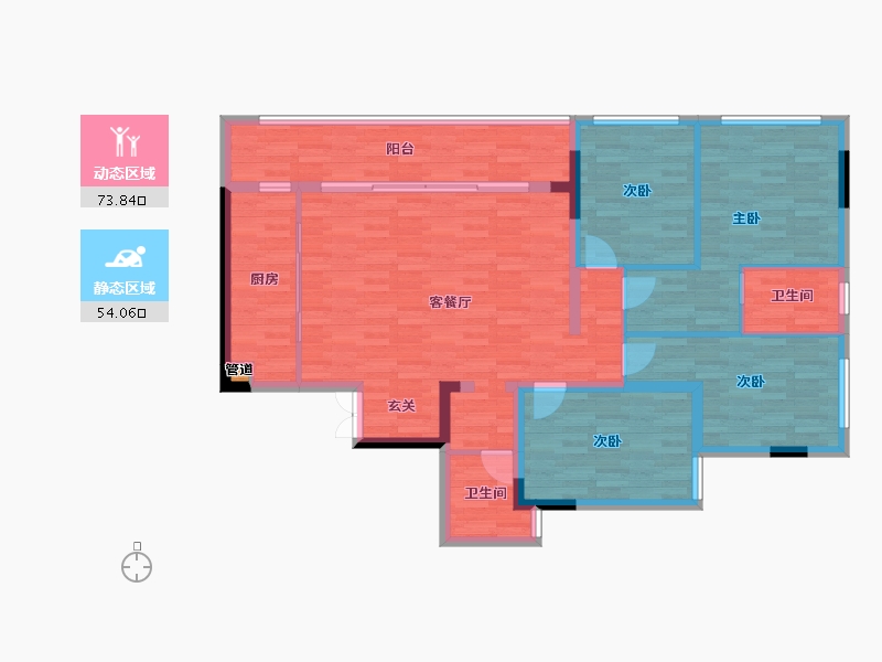 重庆-重庆市-印江州二期1号楼110m²-114.13-户型库-动静分区