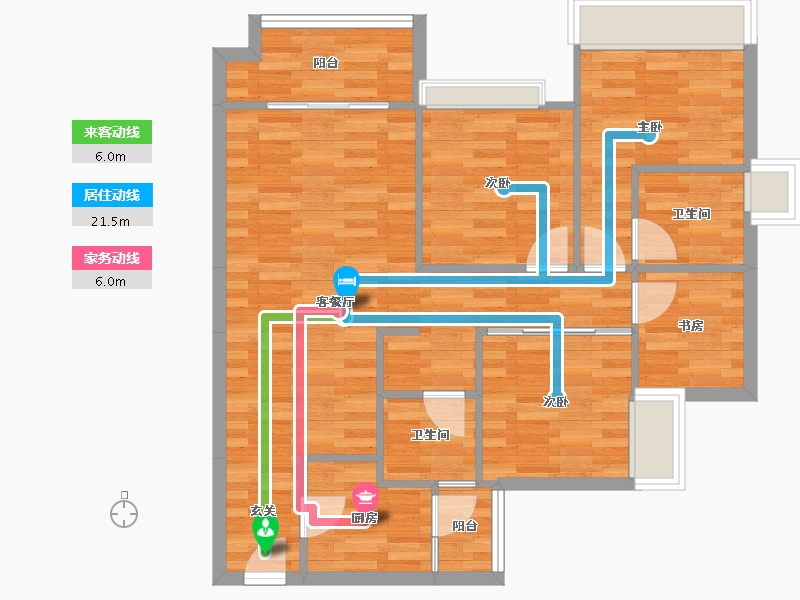 重庆-重庆市-象屿公园悦府2号楼,1号楼81m²-79.14-户型库-动静线