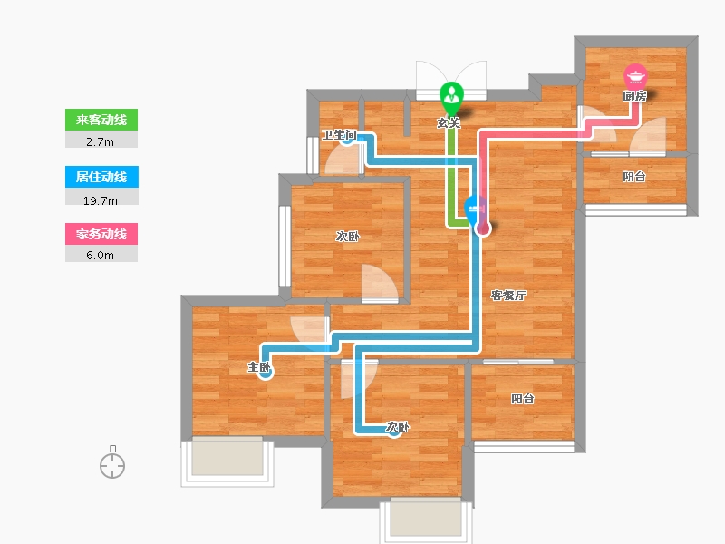 重庆-重庆市-西海岸凯悦32号楼76m²-58.18-户型库-动静线