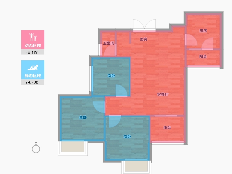 重庆-重庆市-西海岸凯悦32号楼76m²-58.18-户型库-动静分区