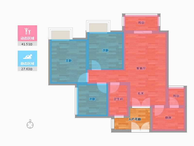 重庆-重庆市-西海岸凯悦32号楼85m²-64.49-户型库-动静分区