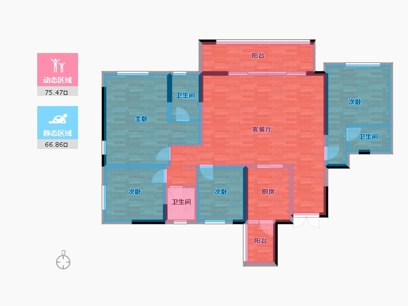 重庆-重庆市-金辉中央铭著高层B4套内127m²-127.60-户型库-动静分区