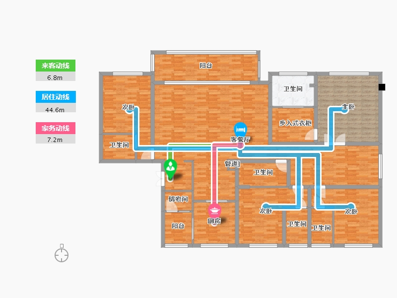 重庆-重庆市-金辉中央铭著B5号楼,A2栋套内198m²-198.92-户型库-动静线