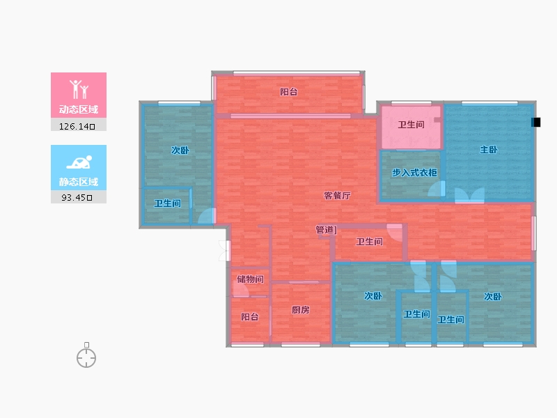 重庆-重庆市-金辉中央铭著B5号楼,A2栋套内198m²-198.92-户型库-动静分区