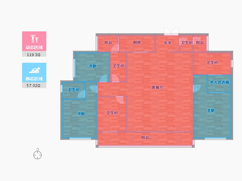 重庆-重庆市-印江州一期2号楼,一期3号楼,一期4号楼,一期5号楼156m²-162.65-户型库-动静分区