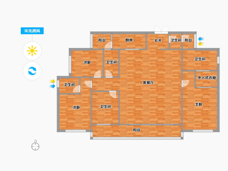 重庆-重庆市-印江州一期2号楼,一期3号楼,一期4号楼,一期5号楼156m²-162.65-户型库-采光通风