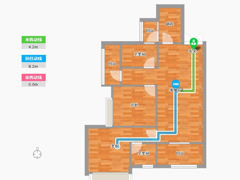 重庆-重庆市-华福582号楼70m²-69.21-户型库-动静线