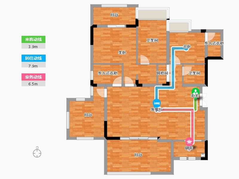 重庆-重庆市-中铁任之健康城121m²-120.52-户型库-动静线