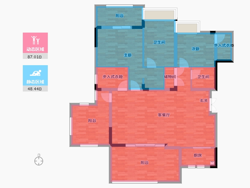 重庆-重庆市-中铁任之健康城121m²-120.52-户型库-动静分区