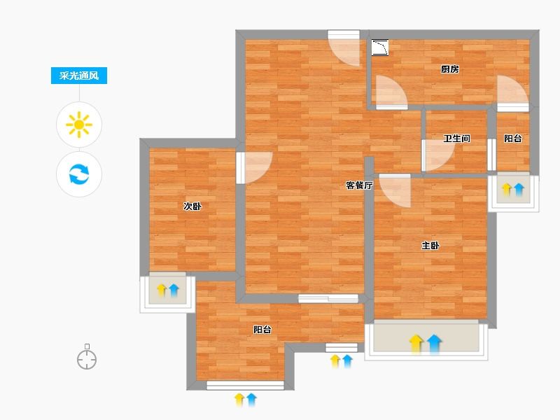 重庆-重庆市-桃源居国际花园5期2号楼套内62m²-62.00-户型库-采光通风