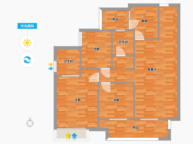 重庆-重庆市-大发熙悦書山境小高层3号楼套内0m2-89.88-户型库-采光通风