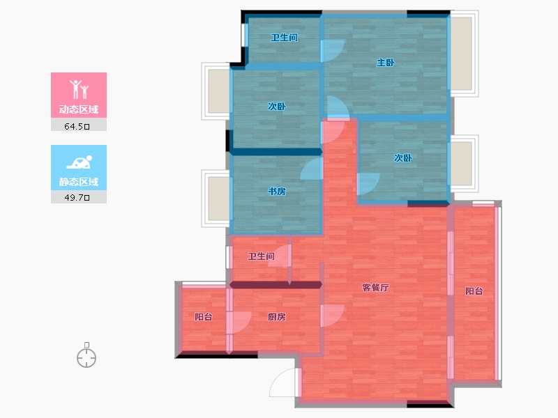 重庆-重庆市-大发熙悦書山境套内0m2-101.45-户型库-动静分区