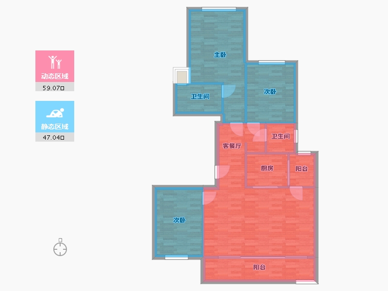 重庆-重庆市-碧桂园保利云禧高层2号楼套内94m2-95.85-户型库-动静分区