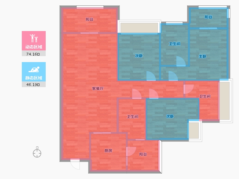 重庆-重庆市-碧桂园保利云禧高层10号楼,高层9号楼,高层12号楼套内109m2-109.00-户型库-动静分区