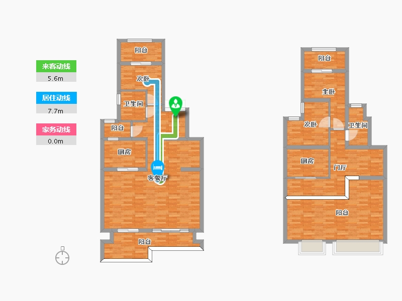 重庆-重庆市-碧桂园保利云禧B2户型套内141m2-144.71-户型库-动静线