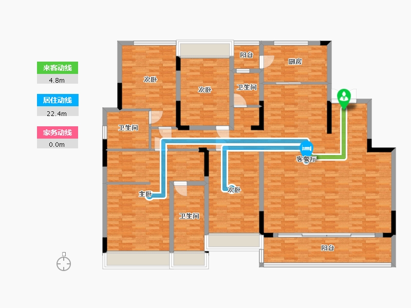 重庆-重庆市-融创碧桂园望江府B1号楼,H7号楼,H4号楼,H8号楼套内182m²-176.45-户型库-动静线