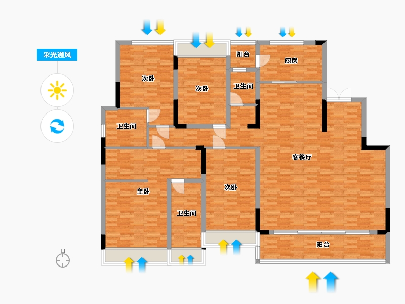 重庆-重庆市-融创碧桂园望江府B1号楼,H7号楼,H4号楼,H8号楼套内182m²-176.45-户型库-采光通风