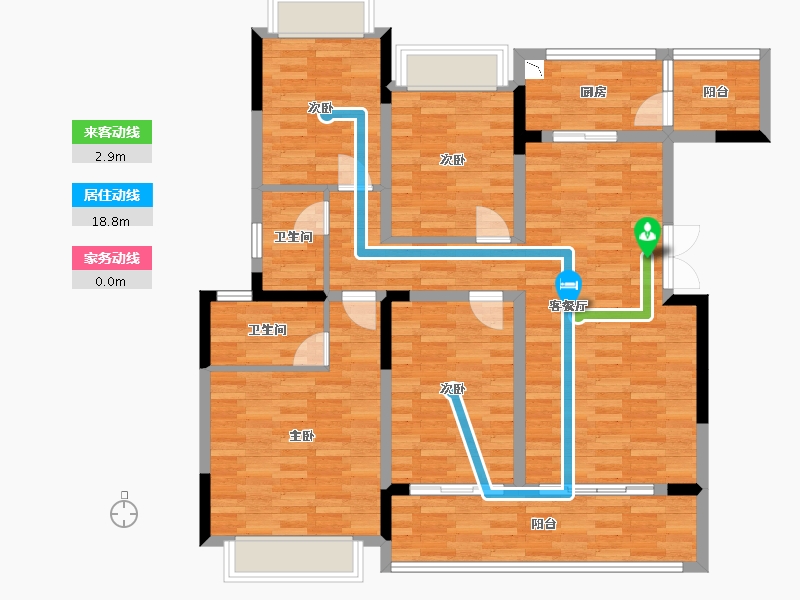 重庆-重庆市-融创碧桂园望江府H11号楼套内117m²-112.06-户型库-动静线