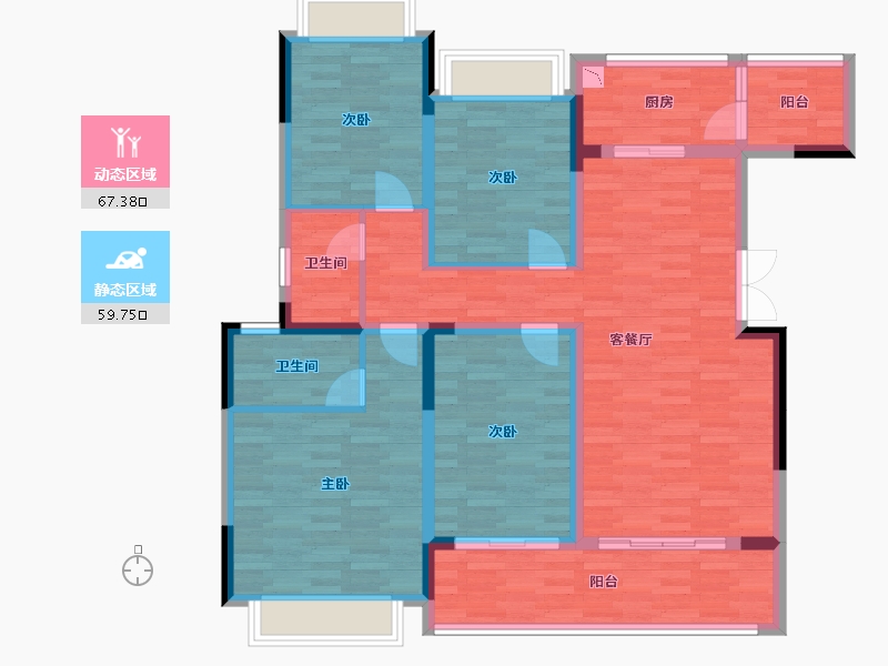 重庆-重庆市-融创碧桂园望江府H11号楼套内117m²-112.06-户型库-动静分区