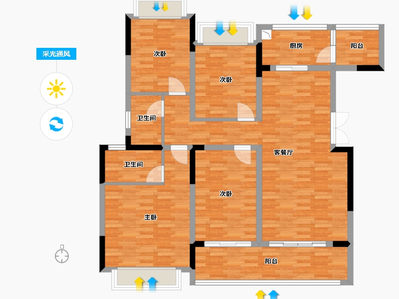 重庆-重庆市-融创碧桂园望江府H11号楼套内117m²-112.06-户型库-采光通风