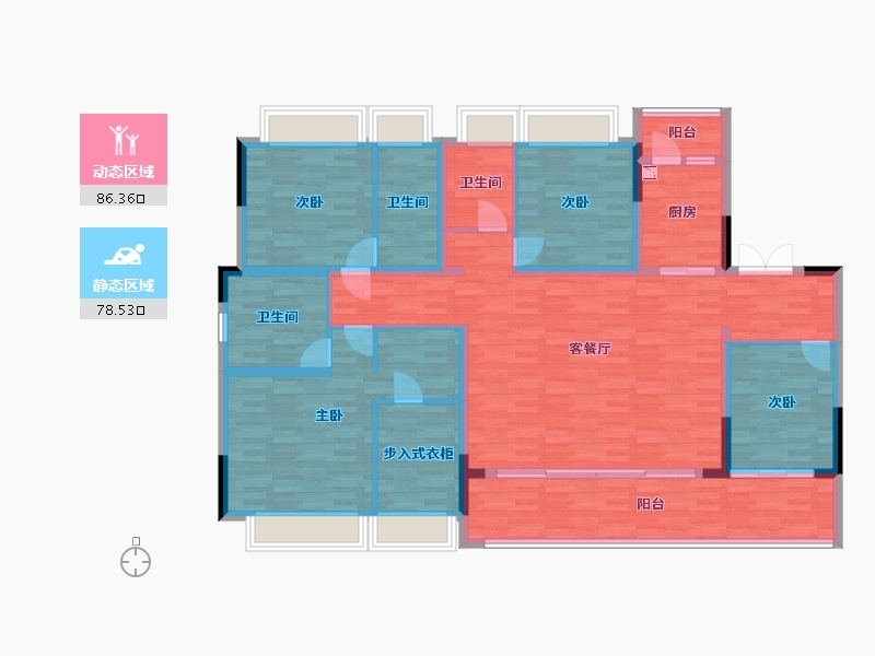 重庆-重庆市-融创碧桂园望江府H9号楼套内154m²-146.62-户型库-动静分区