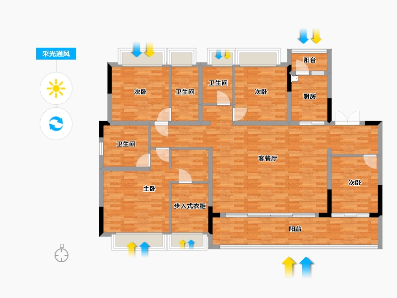 重庆-重庆市-融创碧桂园望江府H9号楼套内154m²-146.62-户型库-采光通风