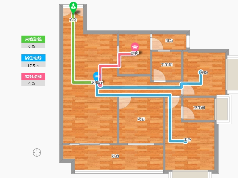 重庆-重庆市-云鼎栖山1号院1号楼86m²-84.99-户型库-动静线