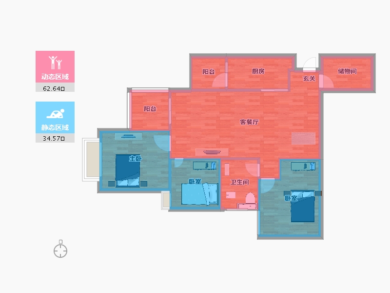 重庆-重庆市-恒大绿岛新城20号楼112.19m²-88.33-户型库-动静分区