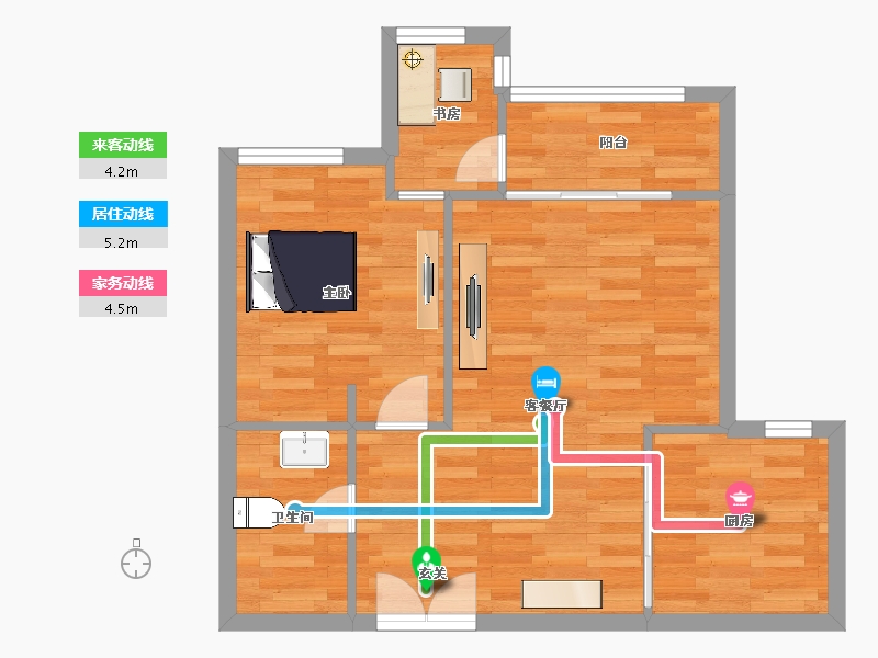 重庆-重庆市-中铁任之健康城高层2号楼69.9m²-57.49-户型库-动静线