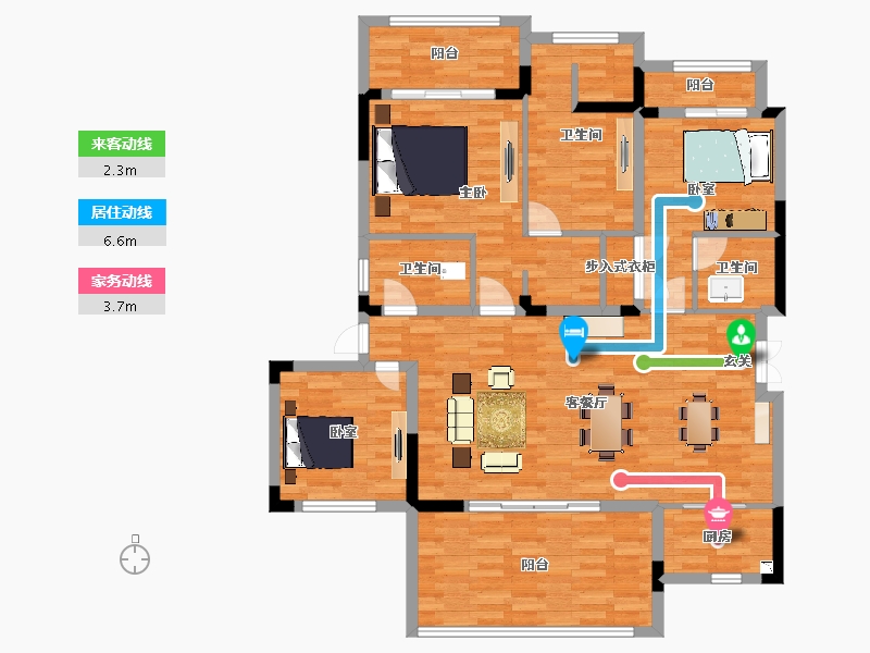 重庆-重庆市-中铁任之健康城141.65m²-123.24-户型库-动静线