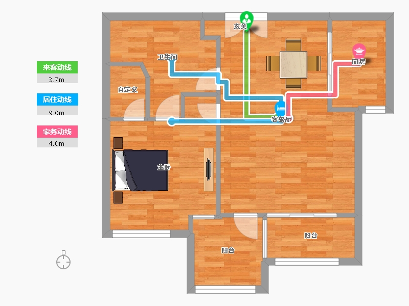 重庆-重庆市-中铁任之健康城高层2号楼73.04m²-60.18-户型库-动静线