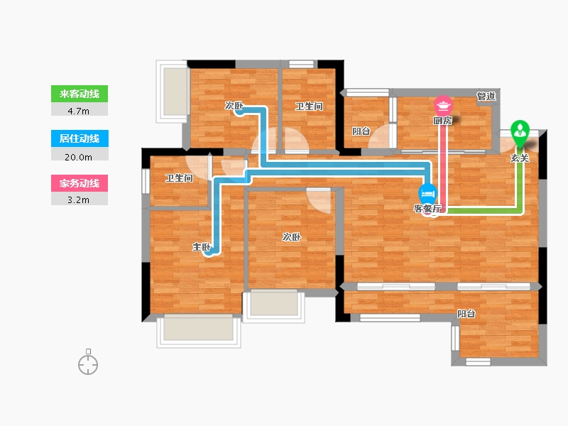 重庆-重庆市-华福581号楼,2号楼86m²-81.98-户型库-动静线