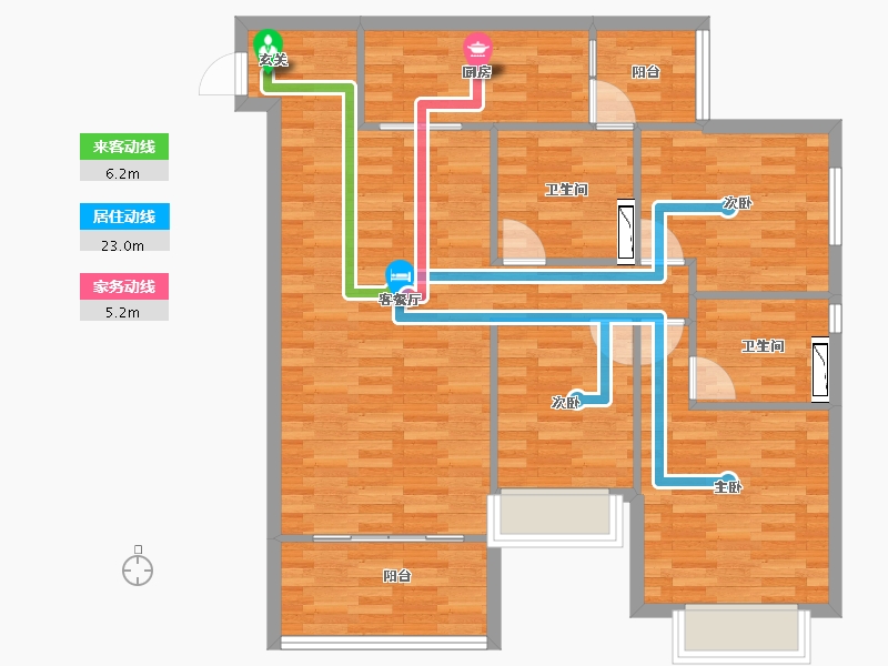 重庆-重庆市-恒大绿岛新城20号楼120.60m²-92.27-户型库-动静线