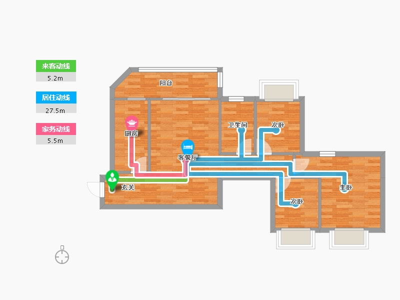 重庆-重庆市-恒大林溪郡2号楼71m²-67.58-户型库-动静线