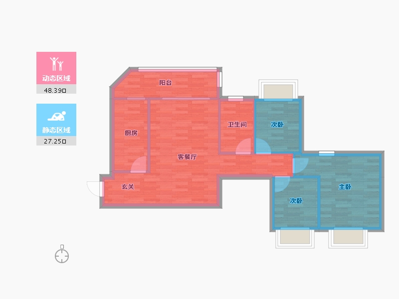 重庆-重庆市-恒大林溪郡2号楼71m²-67.58-户型库-动静分区