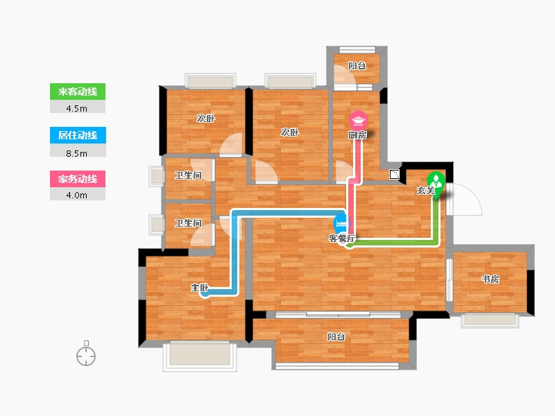 重庆-重庆市-中骏璟颂27号楼-85.27-户型库-动静线