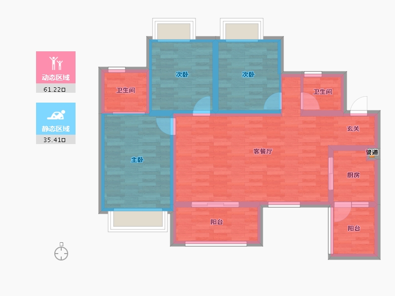 重庆-重庆市-蓝光雍锦湾14号楼,15号楼,19号楼97m²-84.92-户型库-动静分区