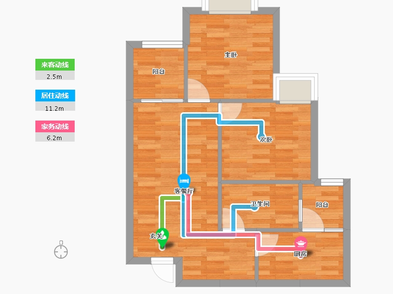 重庆-重庆市-恒大林溪郡6号楼58m²-53.49-户型库-动静线