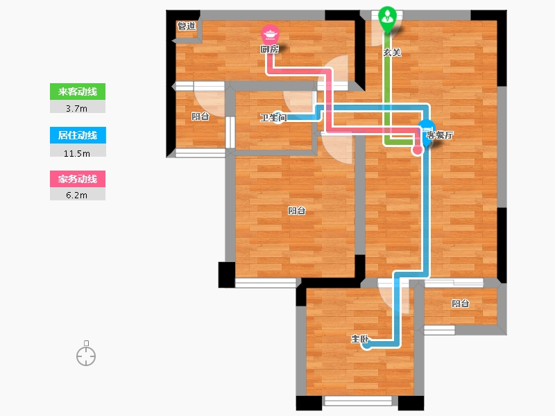 重庆-重庆市-弘阳时光澜庭1号楼,2号楼,3号楼,4号楼74.39m²-55.48-户型库-动静线