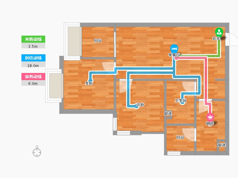 重庆-重庆市-恒大林溪郡6号楼58m²-56.07-户型库-动静线