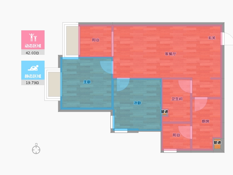 重庆-重庆市-恒大林溪郡6号楼58m²-56.07-户型库-动静分区