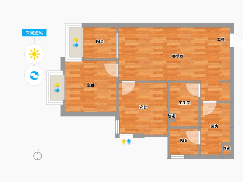 重庆-重庆市-恒大林溪郡6号楼58m²-56.07-户型库-采光通风