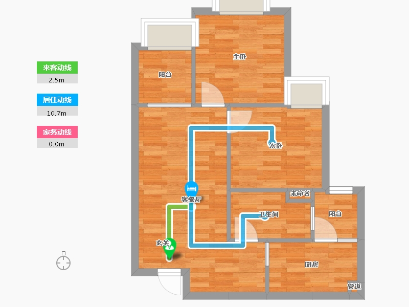 重庆-重庆市-恒大林溪郡G/H户型56m²-53.37-户型库-动静线