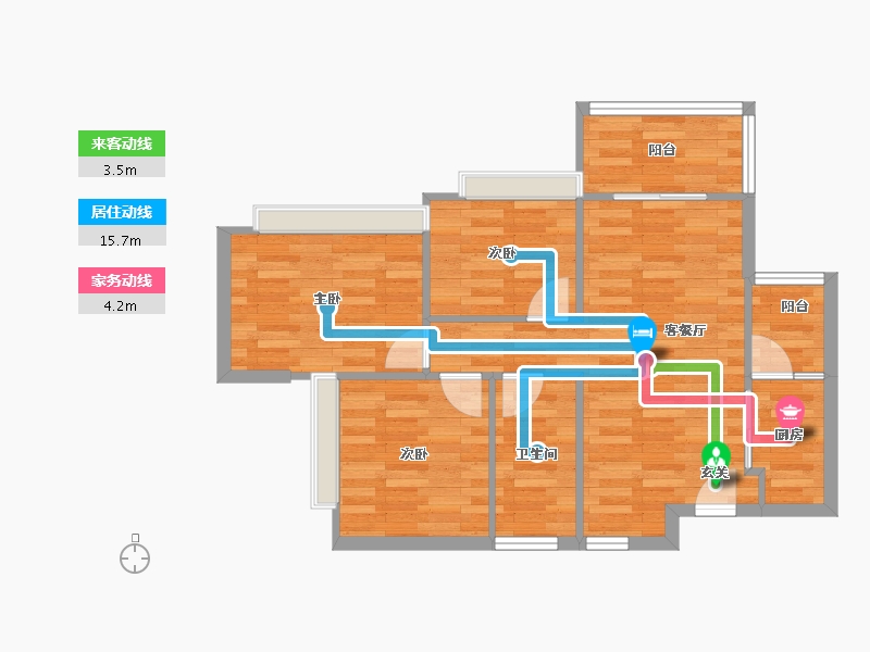 重庆-重庆市-蝴蝶里1号楼73m²-62.03-户型库-动静线