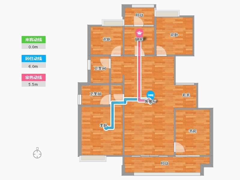 重庆-重庆市-澳海江悦府6号楼,7号楼118.97㎡-98.93-户型库-动静线